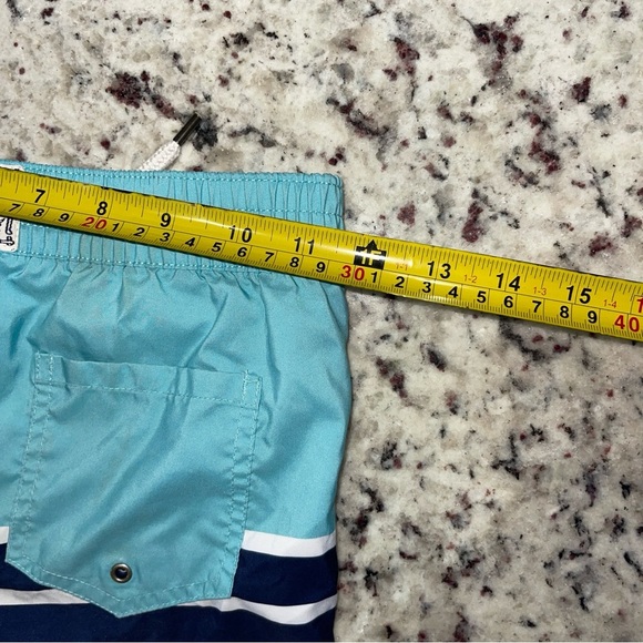 Polo Ralph Lauren Boys Sanibel Navy Striped Swim Trunk Size 7 Aqua Blue Green - Picture 8 of 9